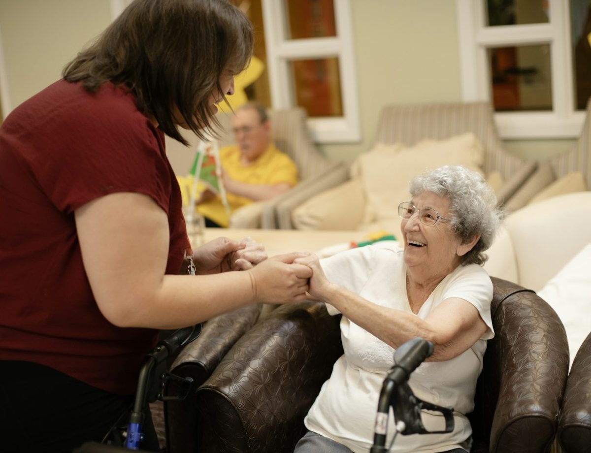 Support worker with a client